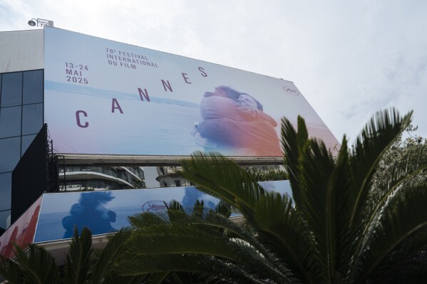 The Palais des festivals ahead of the 78th international film festival in Cannes, southern France, Sunday, May 11, 2025. The Cannes film festival runs from May 13 until May 24, 2025. (AP Photo/Lewis Joly)